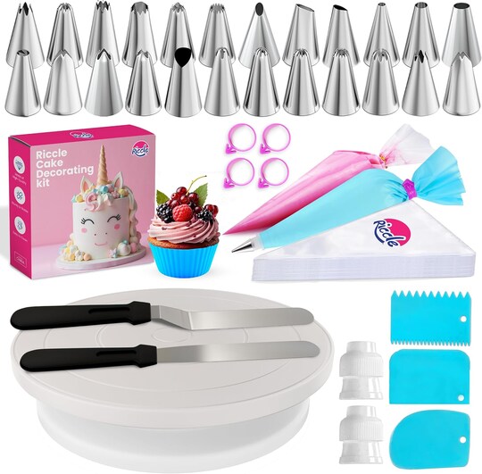 94-Piece Cake Decorating Kit – Turntable, 52 Piping Bags, 24 Tips, Spatulas, Scrapers & Cake Liners